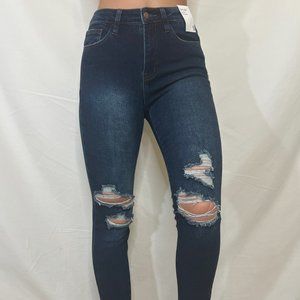 Ripped skinny jeans- High waist